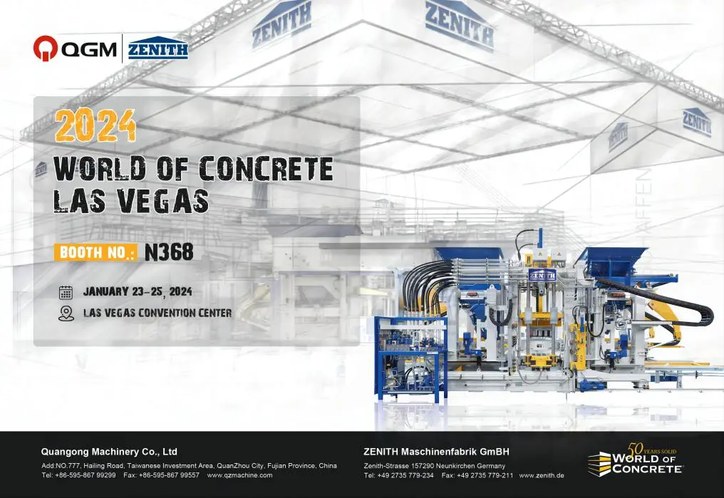 ЛАСКАВО ПРОСИМО ВІДВІДАТИ QGM-ZENITH CONCRETE BLOCK MACHINES НА СТЕНДІ N368, WORD OF CONCRETE, 3-25, 2024